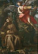 Francesco Cozza Saint Francis consoled by an Angel